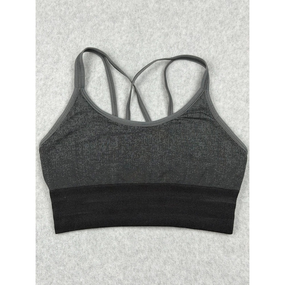 Adidas All Me Primeknit FLW Sports Bra Womens 12/18 Gray Criss Cross Back